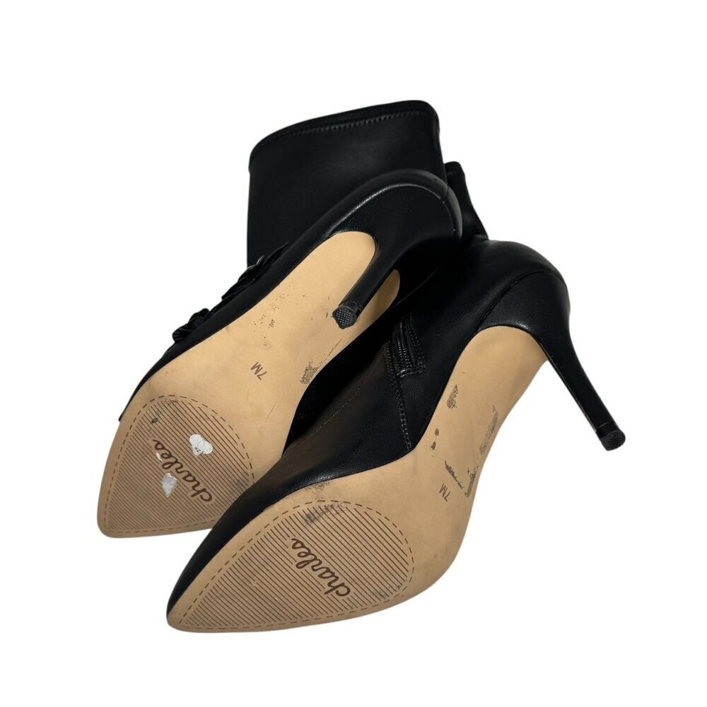 New CHARLES DAVID 'Perla' Stretch faux Leather 3D Floral Heeled Booties 7M - Picture 5 of 5